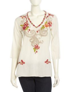 Floral & Paisley Embroidered Blouse