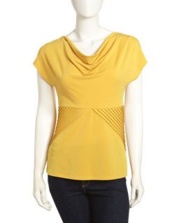 Cowl Neck Jersey Top, Goldenrod