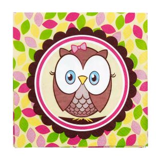 Look Whoos 1 Pink Lunch Napkins