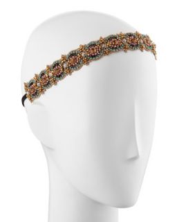 Golden Turquoise Crystal Crown Headband