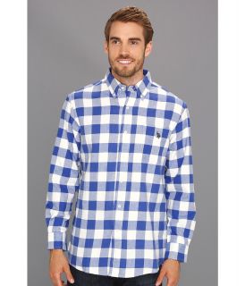 U.S. Polo Assn Woven Shirt with Large Plaid Pattern Mens Long Sleeve Button Up (Blue)