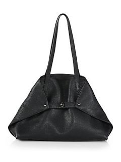 Akris Ai Medium Leather Shoulder Bag   Black