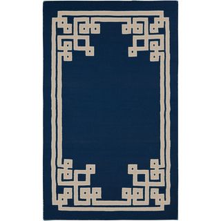 Beth Lacefield Hand woven Aiken Flatweave Reversible Sapphire Blue Wool Rug (33 X 53)