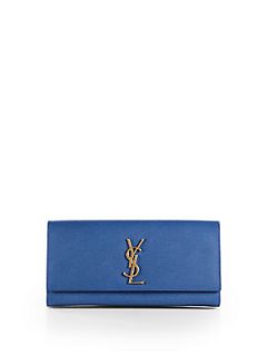 Saint Laurent Monogramme Clutch   Blue