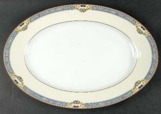 Thomas Queen Louise 15 Oval Serving Platter, Fine China Dinnerware   Blue Band