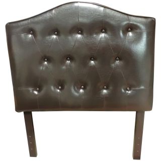 Classic Twin Size Brown Faux Leather Button Tufted Headboard