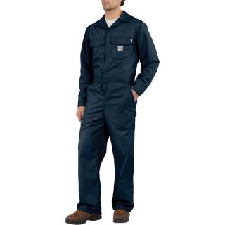 Carhartt Flame Resistant Twill Unlined Coverall   Dark Navy, 38 Inch Waist,