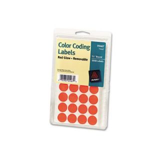 Avery Labels Print or Write Removable Color Coding Labels, 3/4 dia., Neon Red