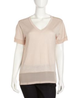 Georgette Back Tee, Nude