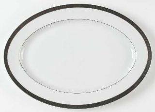 Sango Carlotta 16 Oval Serving Platter, Fine China Dinnerware   Platinum Encrus