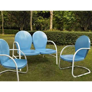 Crosley Griffith 3 Piece Outdoor Metal Conversation Seating Set Green  