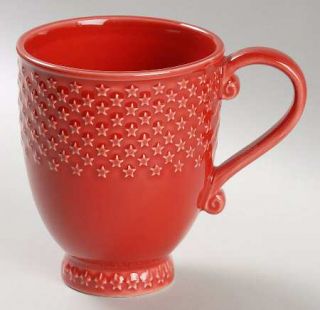 Bordallo Pinheiro Mini Stars Red Mug, Fine China Dinnerware   All Red,Embossed S