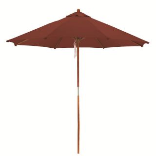 Premium 9 foot Round Brick Red Wood Patio Umbrella