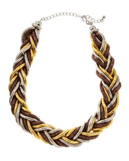 Tri Tone Woven Chain Necklace