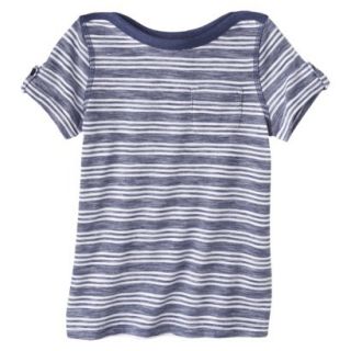 Cherokee Infant Toddler Girls Short Sleeve Striped Tee   Nightfall Blue 3T