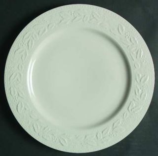 Libbey Lie8 Dinner Plate, Fine China Dinnerware   White, Embossed Holly, Gold Tr