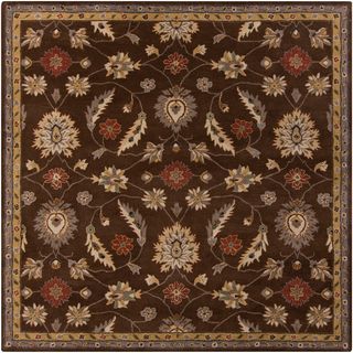 Hand tufted Calisto Traditional Floral Wool Chocolate Rug (99 Square)