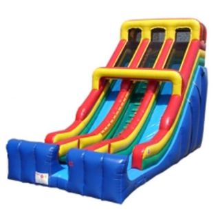 Kidwise 24 ft. Double Lane Inflatable Slide   Primary Colors Multicolor   KE 