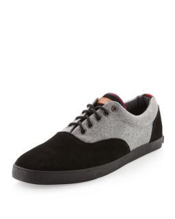 Low Top Suede and Fabric Sneakers, Gray/Black