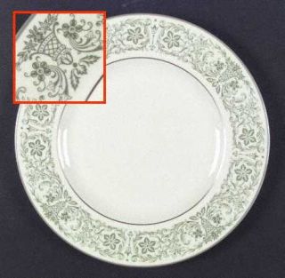 Pickard Wellesley Green Dinner Plate, Fine China Dinnerware   Green Flowers&Scro