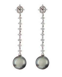 Pearl & Diamond Linear Earrings