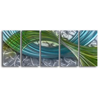 Estuary Forms Handcrafted 5 piece Metal Wall Art (LargeSubject AbstractImage dimensions 24 inches high x 60 inches wide x 1 inches deepPanel dimensions (each) 24 inches high x 12 inches wide )