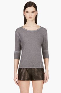 Helmut Lang Grey Cropped Sleeve Volumized Sweatshirt