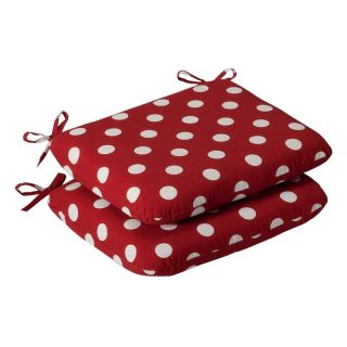 Pillow Perfect 18.5 x 15.5 Outdoor Red/White Polka Dot Seat Cushion   Set of 2  