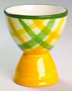 Metlox   Poppytrail   Vernon Gingham Green Double Egg Cup, Fine China Dinnerware