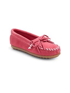 Minnetonka Toddlers & Girls Kilty Suede Moccasins   Hot Pink