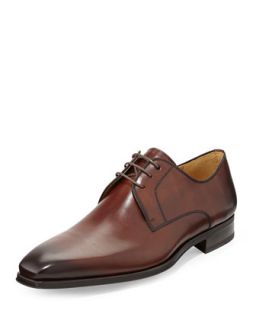 Pointy Toe Lace Up Shoes, Mid Brown