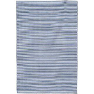 Flat Weave Blue Wool Area Rug (9 X 12)