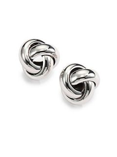 Sterling Silver Knot Stud Earrings   Silver