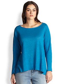 Eileen Fisher, Sizes 14 24 Linen Boatneck Top   Atlantis