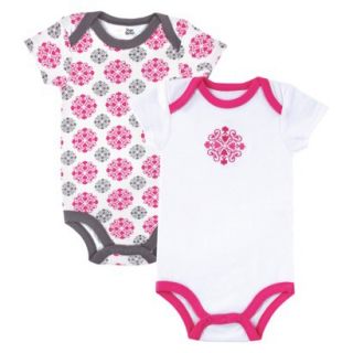Yoga Sprout Newborn Girls 2 Pack Bodysuit   Grey/Pink 0 3 M