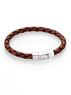Tateossian Scoubidou Braided Leather Bracelet   Tan