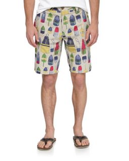 Hybrid Buoy Print Swim Shorts, Khaki