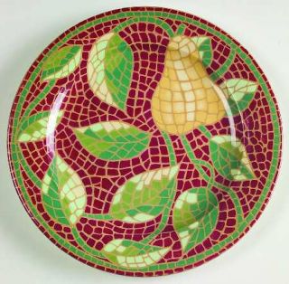 Pier 1 Mosaic Fruit Salad Plate, Fine China Dinnerware   Rim Shape,Fruit In Mosa