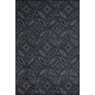Settat Black Geometric Wool Area Rug (5 X 8)