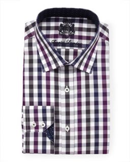 Check Square Dot Dress Shirt, Purple