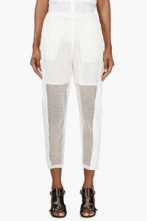 Avelon White Mesh And Leather Trousers