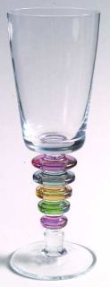 Block Crystal Carnival Wine Glass   Clear Bowl, Multi   Colored Ring Stem