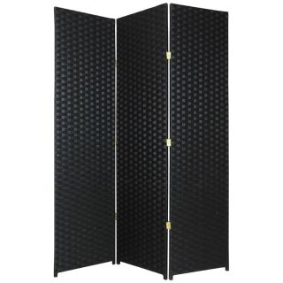 Woven Fiber Black Room Divider   SSFIBER 4P BLK, 4 Panel