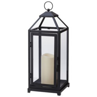 Decorative Lantern with LED Candle   Black
