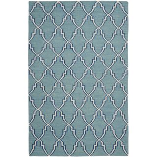 Transitional Handwoven Moroccan Dhurrie Light blue Wool Rug (8 X 10)