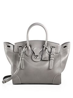 Ralph Lauren Collection Ricky Soft Leather Tote   Smoke