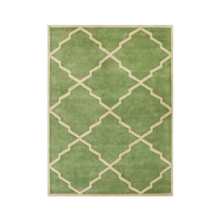 ZnZ Rug Gallery Hand made Forest Green Wool Rug (8 X 10)
