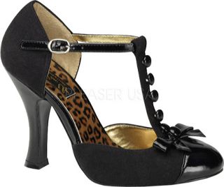 Womens Pin Up Smitten 10   Black Microsuede/Black Patent Leather High Heels