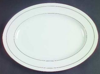 Noritake Lockleigh 13 Oval Serving Platter, Fine China Dinnerware   Gold Bands,