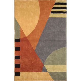 Handmade Rodeo Drive Krave Blue/ Rust N.Z. Wool Rug (5 X 8) (GoldPattern GeometricMeasures 0.625 inch thickTip We recommend the use of a non skid pad to keep the rug in place on smooth surfaces.All rug sizes are approximate. Due to the difference of mon